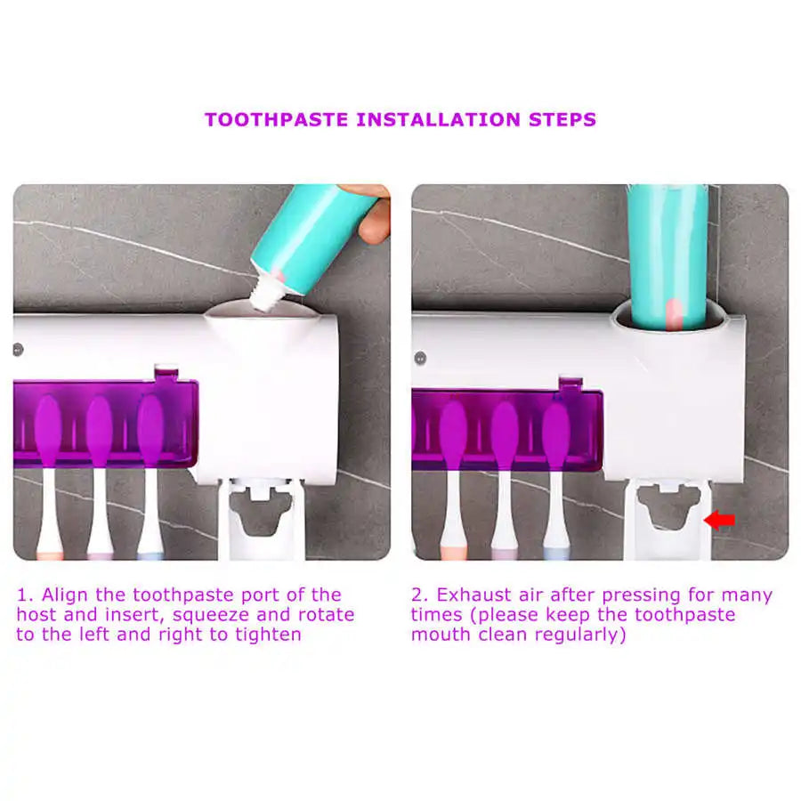 🛀🚿🦷PORTA CEPILLOS ESTERILIZADOR UV CON DISPENSADOR DE PASTA DENTAL 🦷🛀🚿