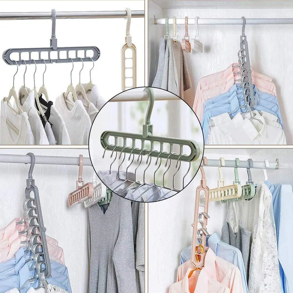 Percha mágica Giratoria para Closet  9 en 1 Paquete de 5 GRIS